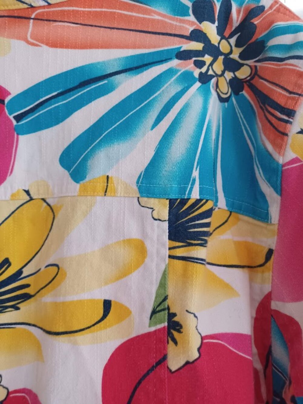 Coldwater Creek Womens 20W Floral Jacket Colorful Zip Front Cotton Stretch Plus - Picture 6 of 7